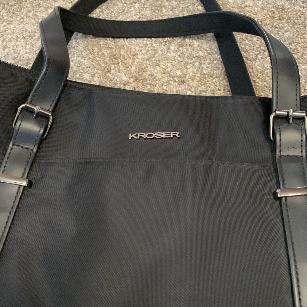 Kroser black laptop work bag, with blue inside, lots of pockets, zipper closure - Picture 2 of 11